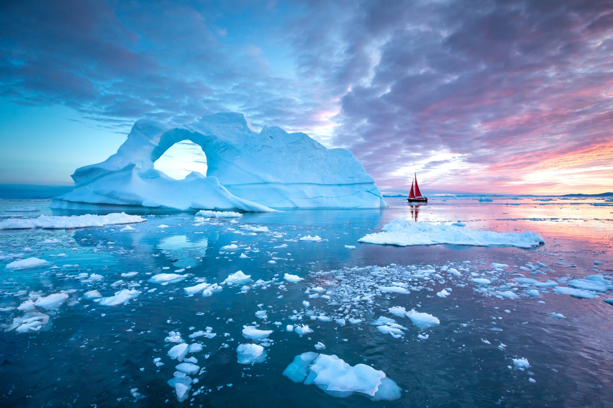Groenland SFJ Nature Voilier Iceberg Glace Sunset Unesco S1209754822