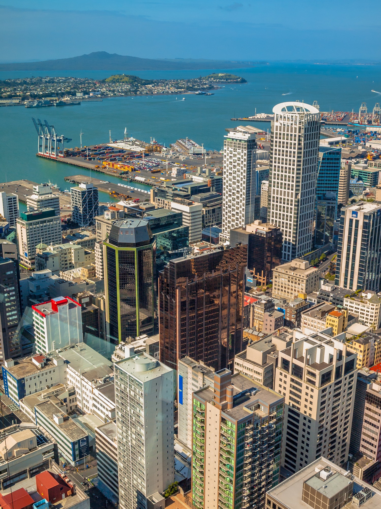 Aerial view over Auckland city centre