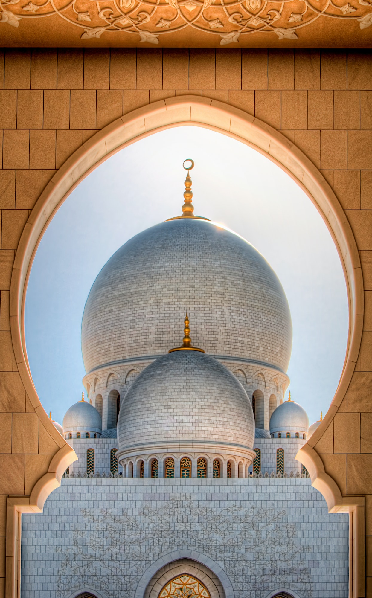 Detail view at Dome of Sheikh Zayed Grand Mosque, Abu Dhabi, United Arab Emirates